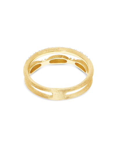 Anello "Élite" a doppia fascia con boules irregolari in oro e diamanti