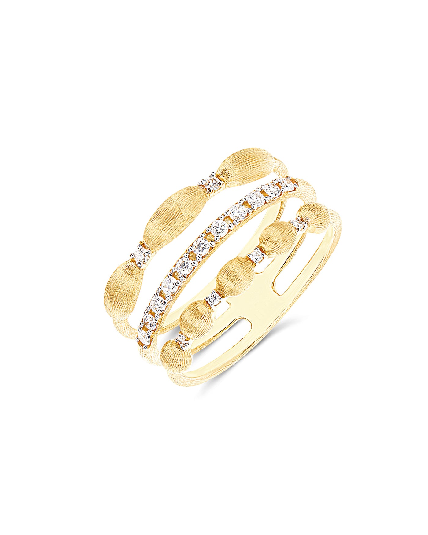 Anello "Élite" a tripla fascia in oro e diamanti