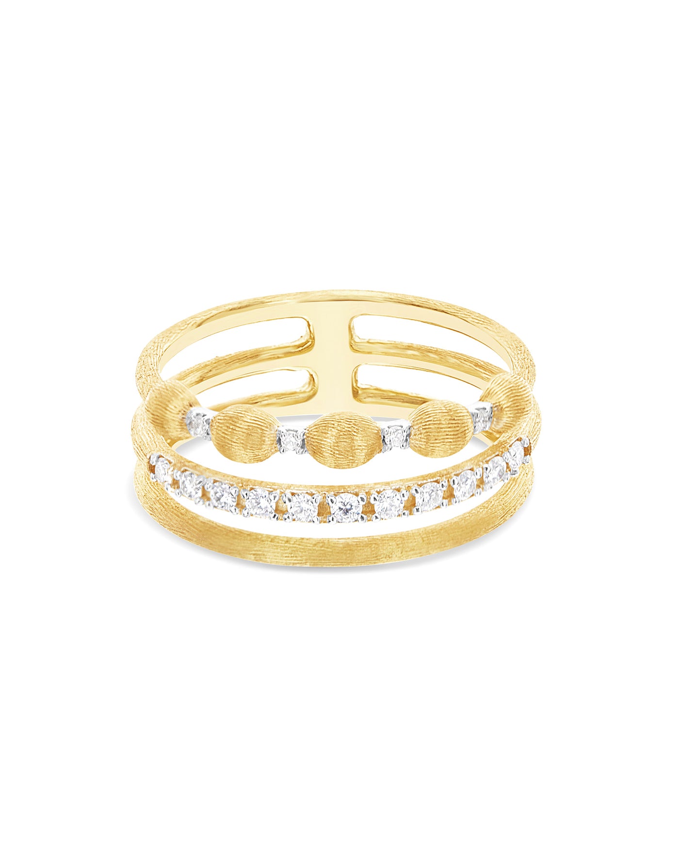 Anello "Élite" a tripla fascia in oro e diamanti