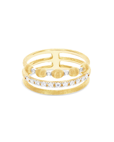 Anello "Élite" a tripla fascia in oro e diamanti