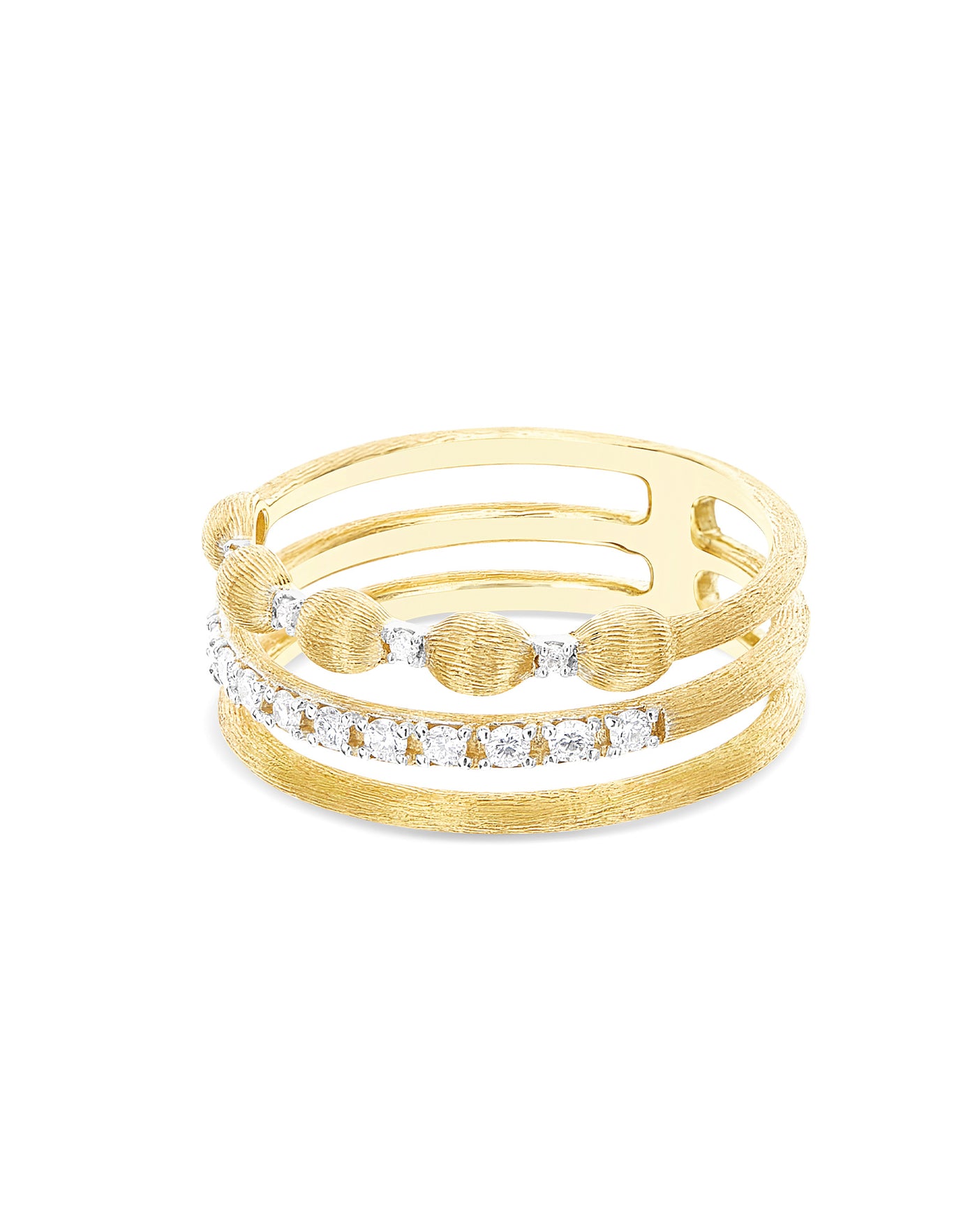 Anello "Élite" a tripla fascia in oro e diamanti