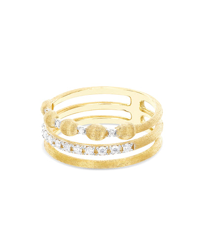 Anello "Élite" a tripla fascia in oro e diamanti