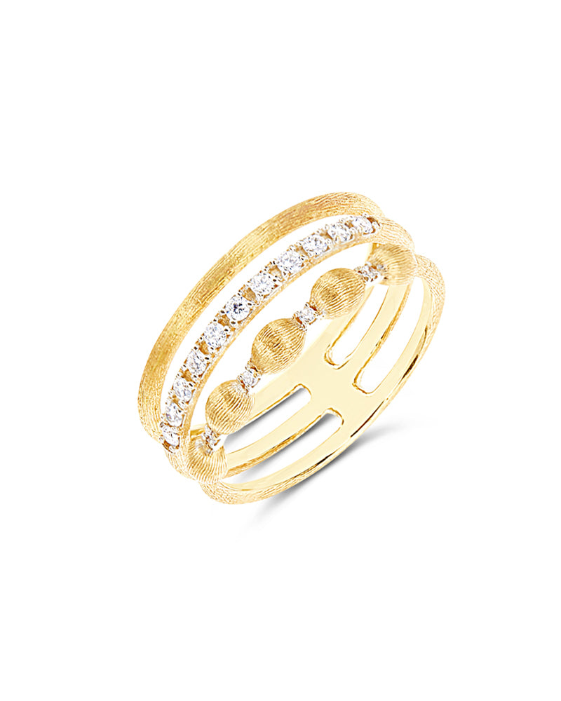 Anello "Élite" a tripla fascia in oro e diamanti