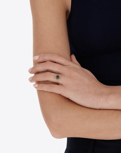 リング "Reverse Baby" ダブルフェイス ゴールド、ダイヤモンド、ツァボライト、アメジスト、グリーンラブラドライト、ロッククリスタル