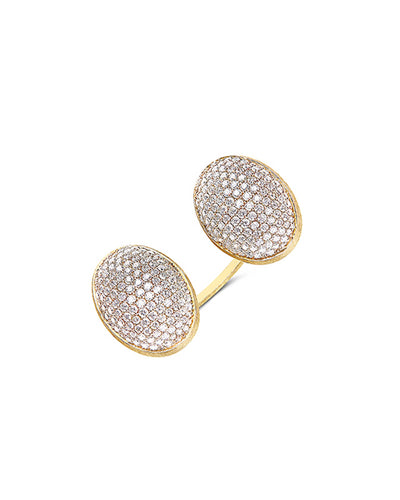 Anello iconico "BUBBLE" con due boules in oro e diamanti (grande)