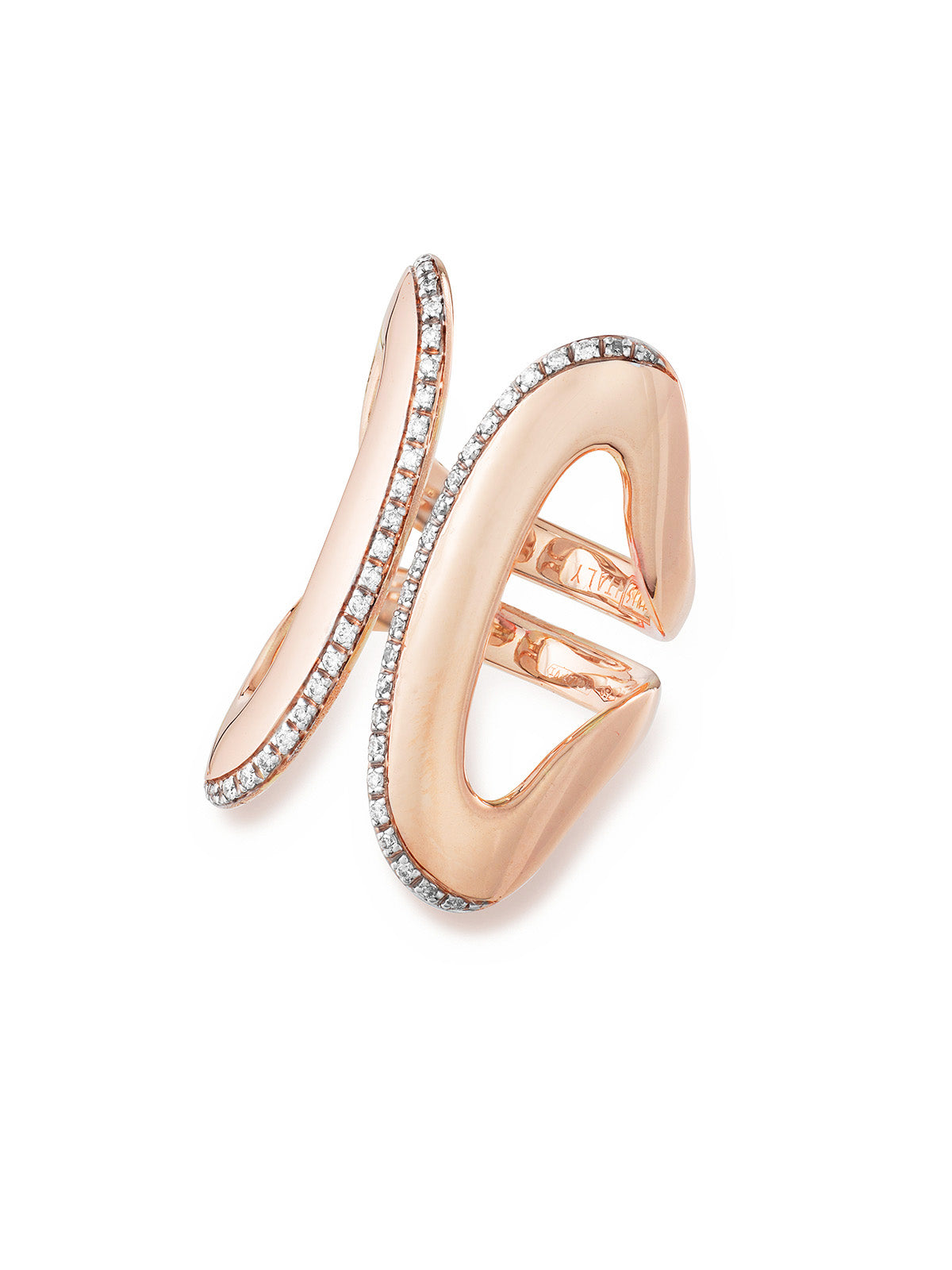 Anello statement "LIBERA ICON" in oro rosa e diamanti