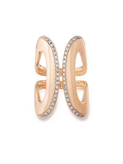 "libera icon" rose gold and diamonds statement ring