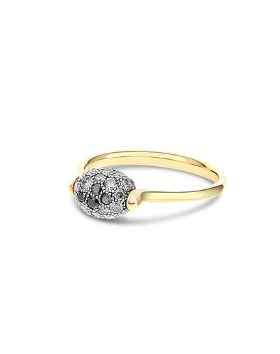 Double-sided “Reverse Baby” gold ring with rubies, diamonds and rock crystal 