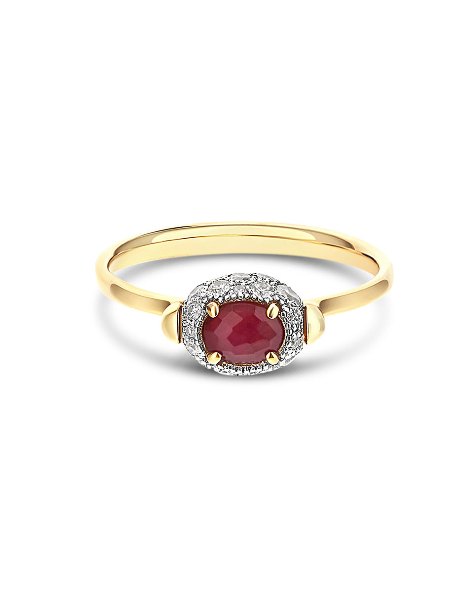 Double-sided “Reverse Baby” gold ring with rubies, diamonds and rock crystal 