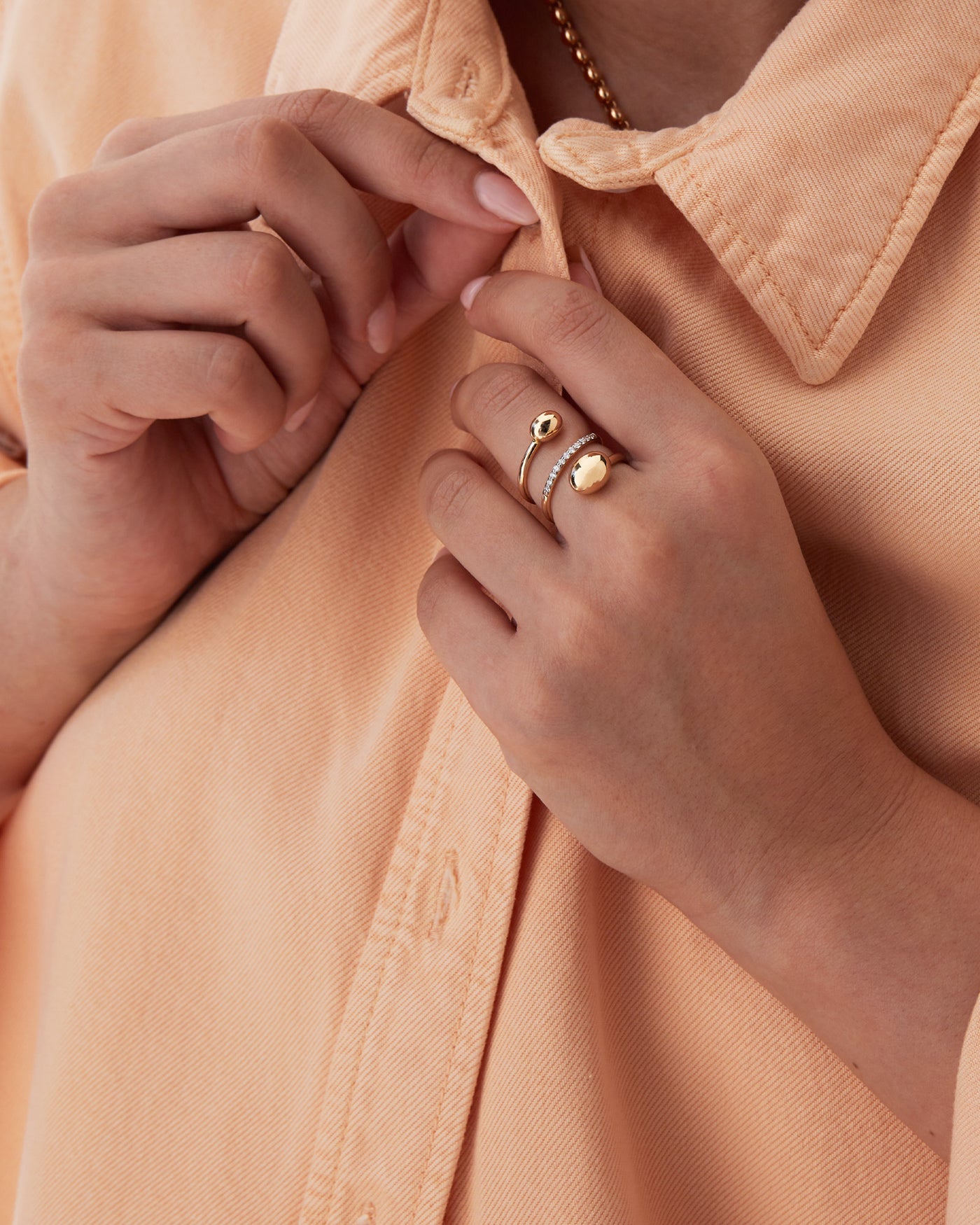 "Élite" rose gold and diamonds spiral ring