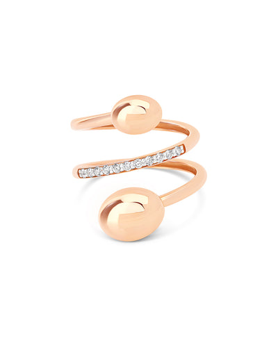 "Élite" rose gold and diamonds spiral ring