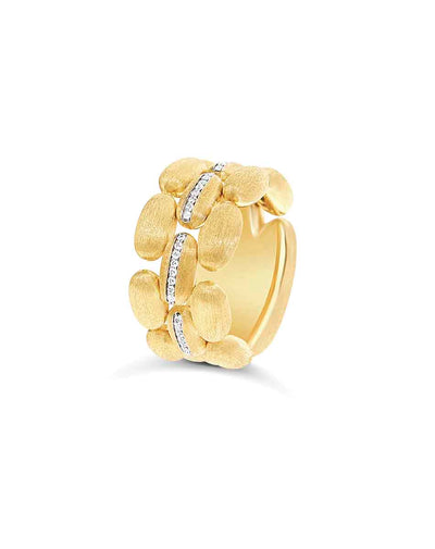 Ring “Diva” mit drei Bändern in Gold und Diamanten