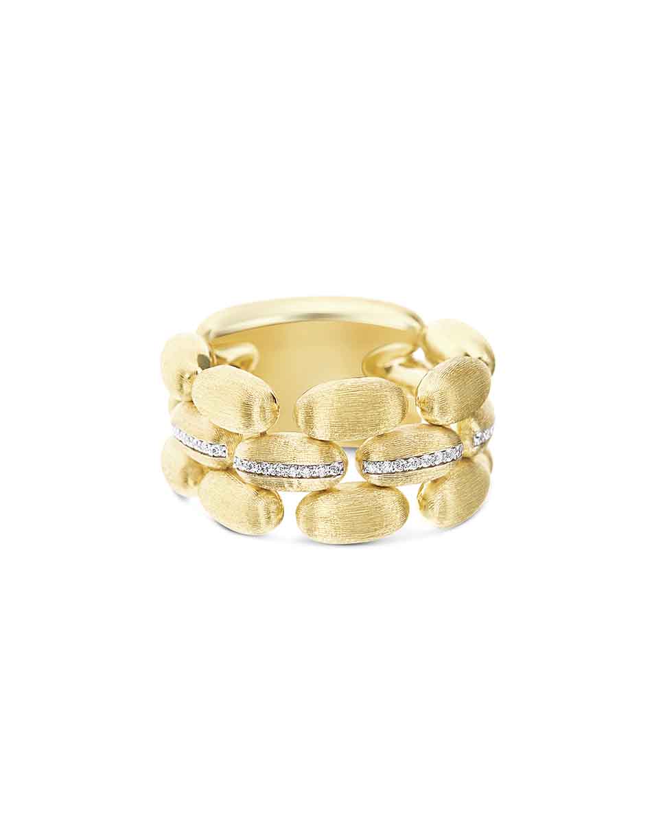 Ring “Diva” mit drei Bändern in Gold und Diamanten