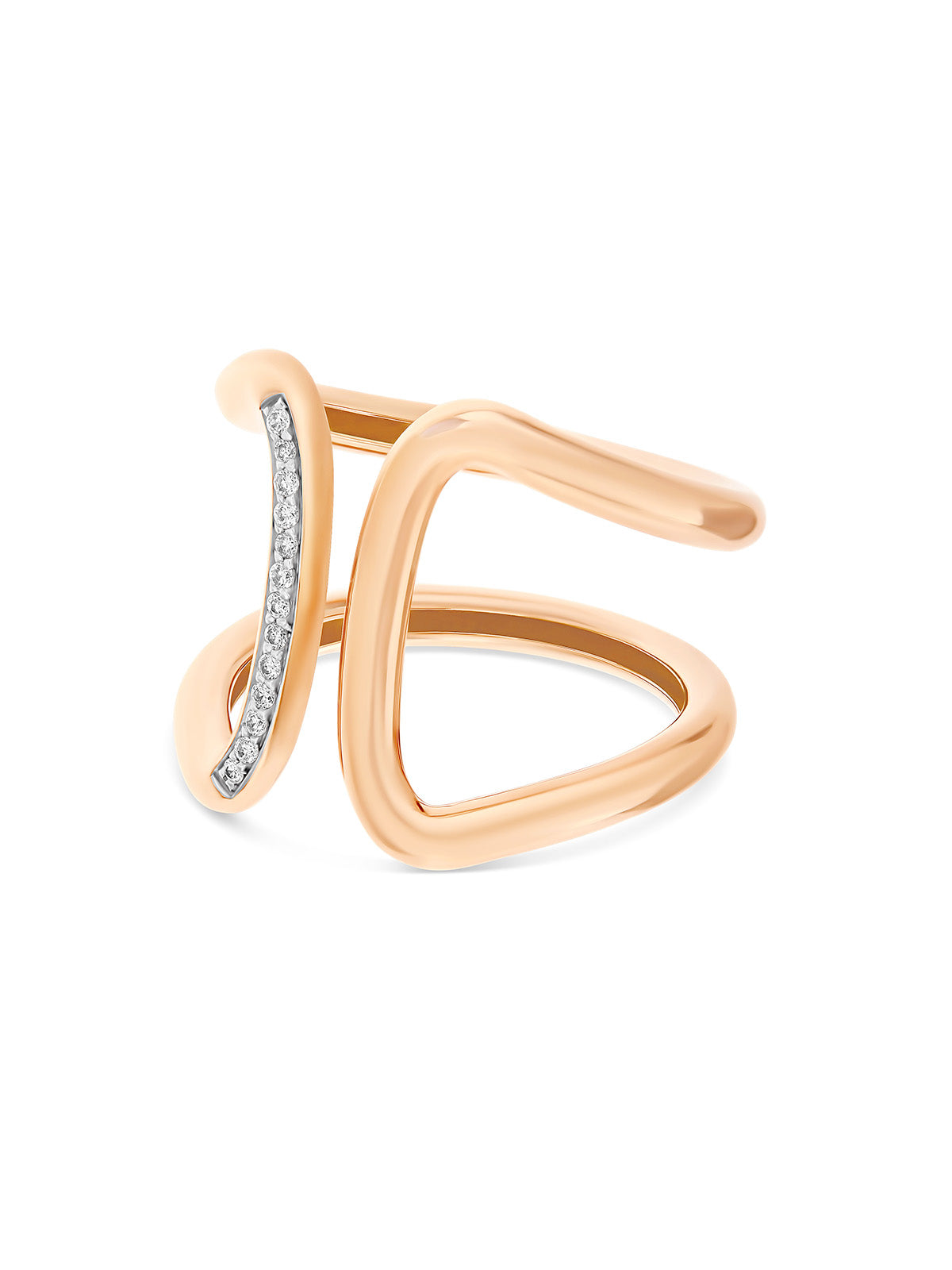 "Libera" rose gold and diamonds design band ring