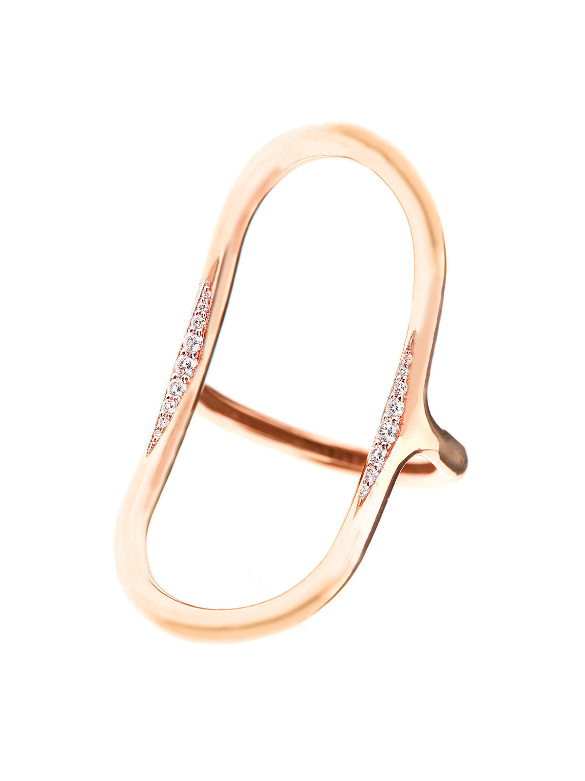 Nanis Anello "LIBERA" di design ovale aperto in oro rosa e diamanti – Nanis Italian Jewels