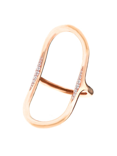 Anello "LIBERA" di design ovale aperto in oro rosa e diamanti