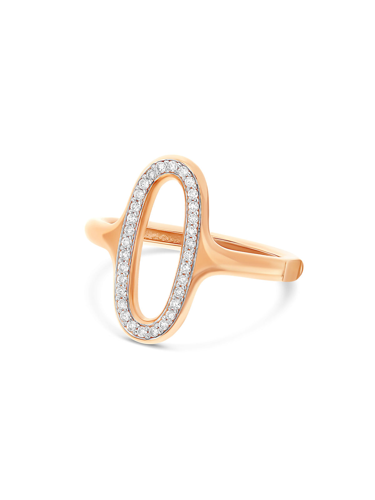Anello "libera" con elemento ovale in oro rosa e diamanti (piccolo)