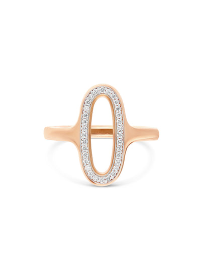 Ring “Libera” mit ovalem Element aus Roségold und Diamanten (klein)