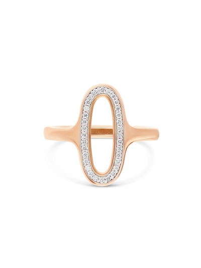Anello "libera" con elemento ovale in oro rosa e diamanti (piccolo)