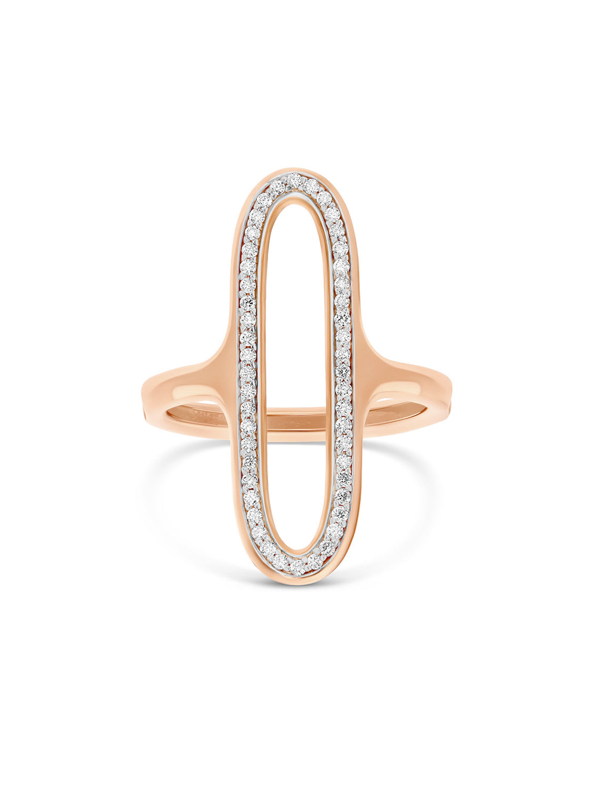 Ring “Libera” mit ovalem Element aus Roségold und Diamanten (groß)