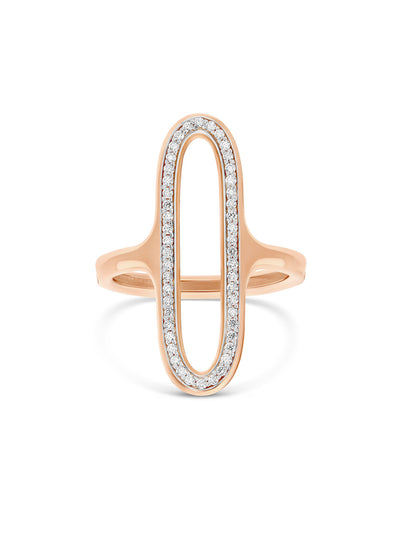 Anello "libera" con elemento ovale in oro rosa e diamanti (grande)