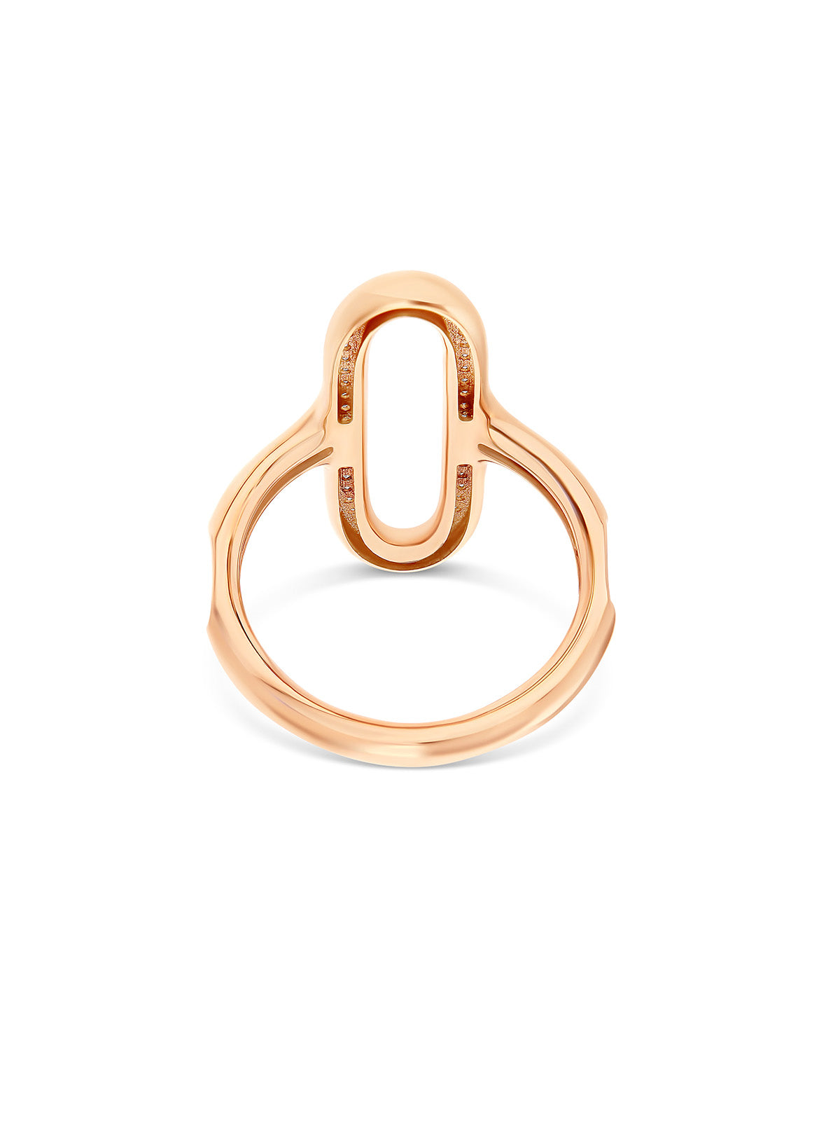 Ring “Libera” mit ovalem Element aus Roségold und Diamanten (groß)