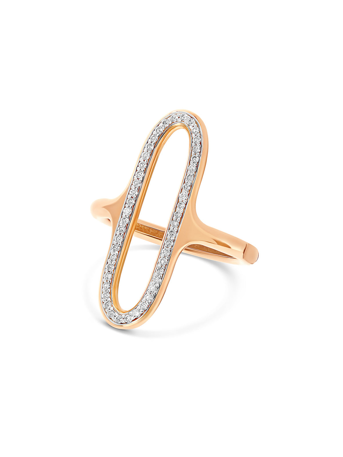 Ring “Libera” mit ovalem Element aus Roségold und Diamanten (groß)