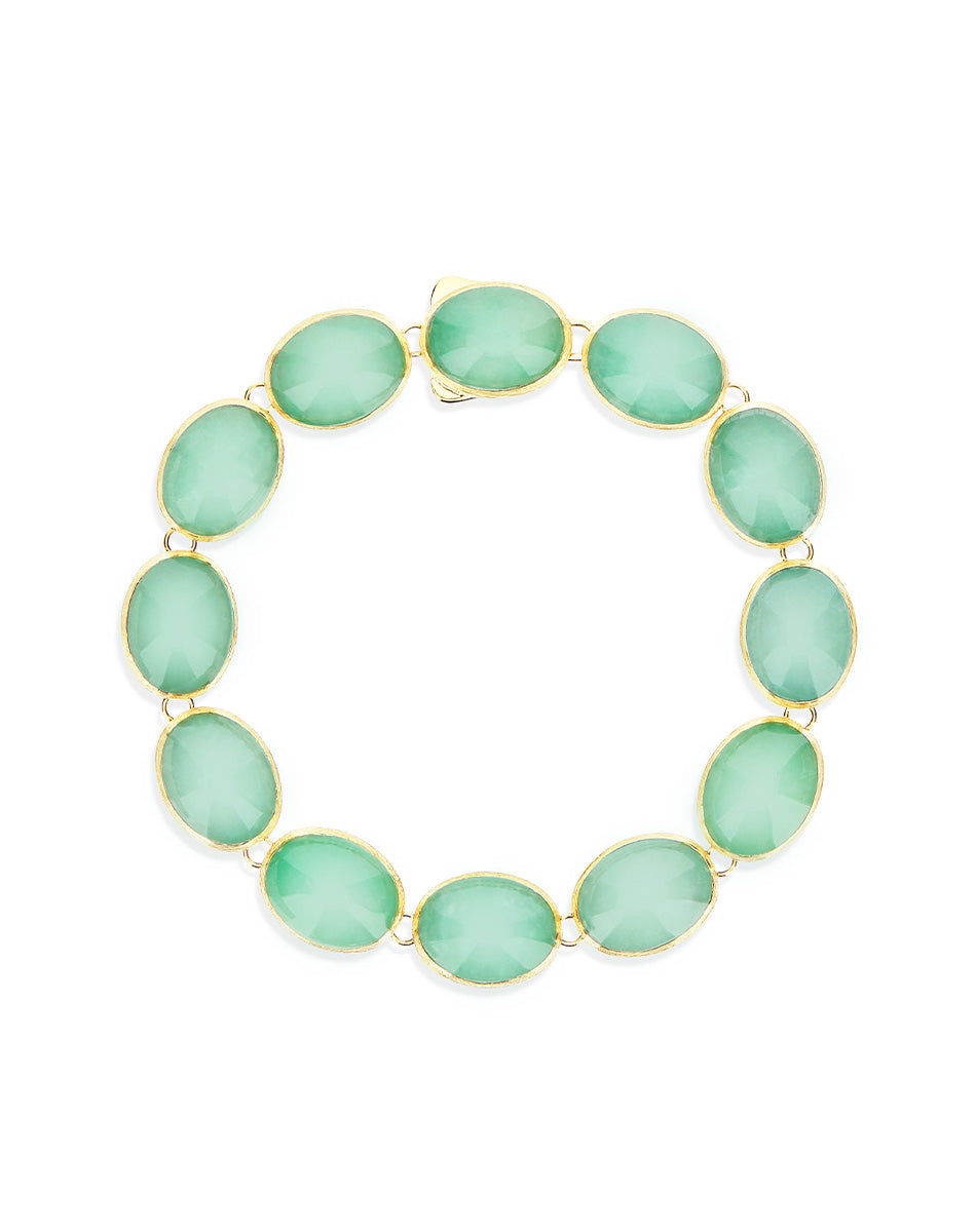 Lattementa “Muse” double-sided beaded bracelet in engraved gold, jadeite and rock crystal (small)