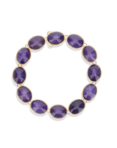 Violetta “Muse” double-sided beaded bracelet in engraved gold, lepidolite and mother-of-pearl (small)