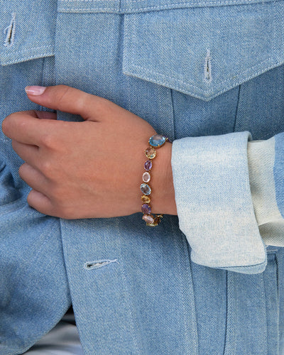 "ipanema" gold, blue topaz, amethyst and quarz bracelet