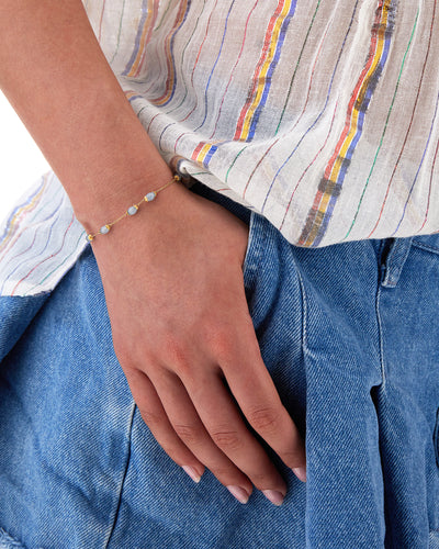 "azure" gold and milky aquamarine bracelet