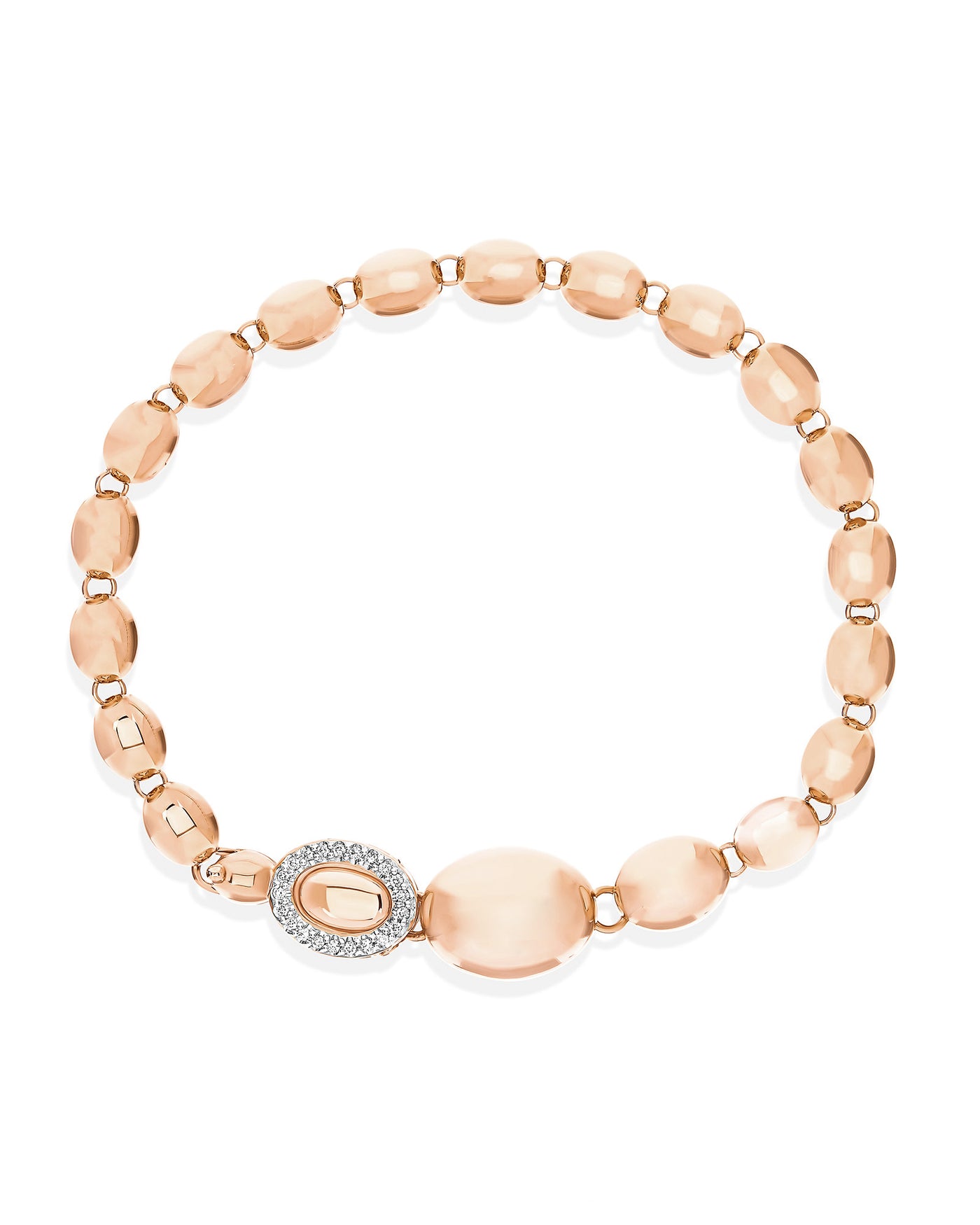 "ivy" big rose gold boules and diamonds bracelet