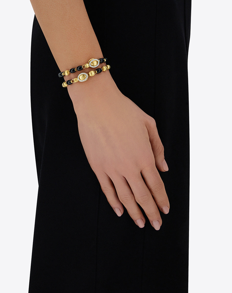 Bracciale IVY "MYSTERY BLACK" con boules in oro, diamanti e onice nero