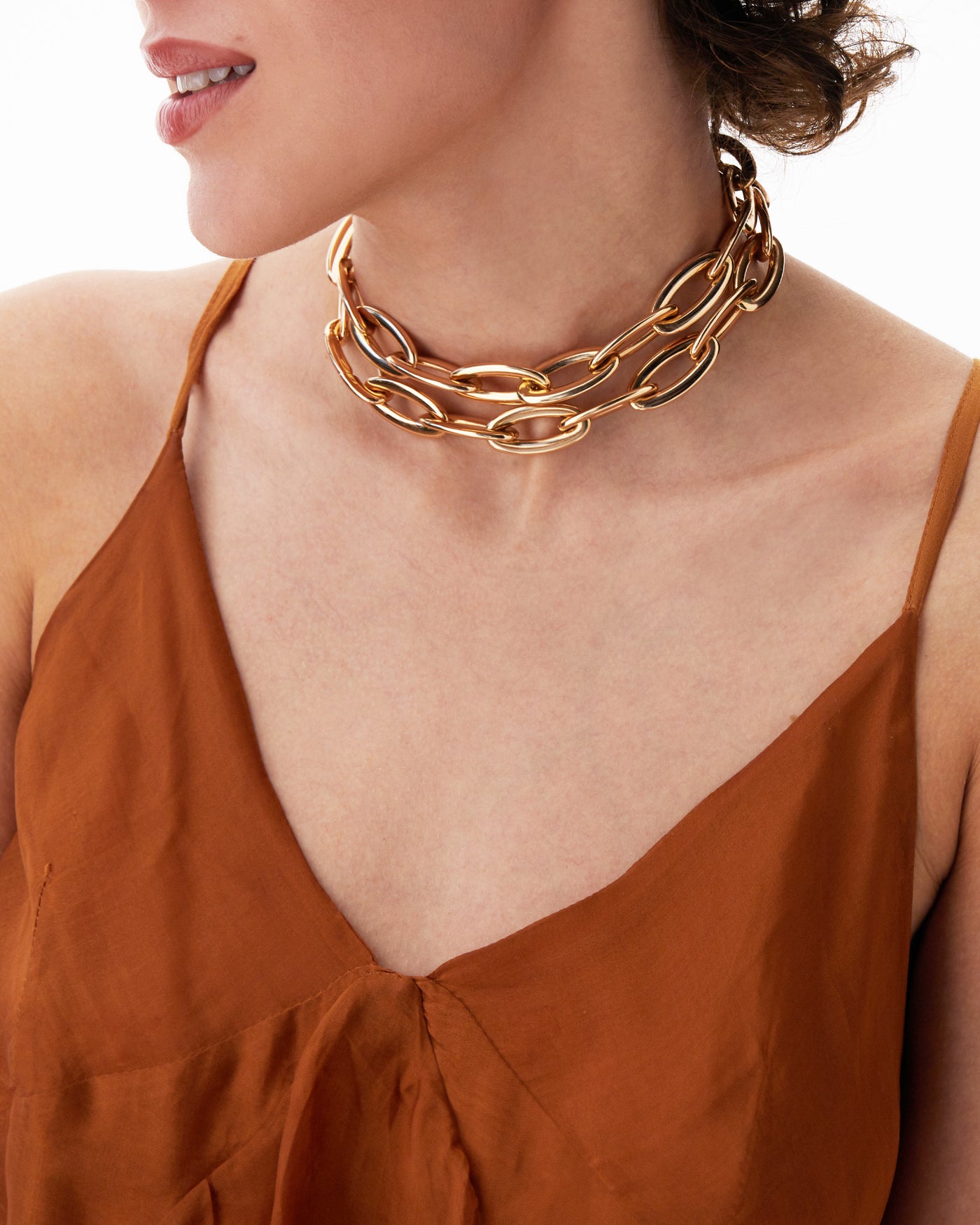 "libera icon" statement rose gold necklace chain