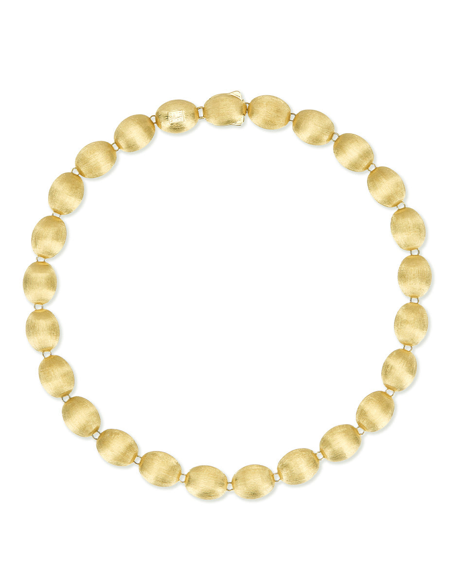 Dolcevita “Muse” beaded choker necklace in engraved gold, mother-of-pearl and rock crystal (small)