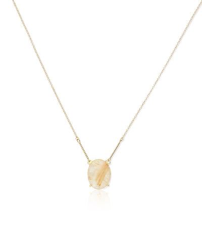 Collana "Ipanema Duna" con pendente in oro lucido, con doublette in quarzo rutilato e madreperla (grande)