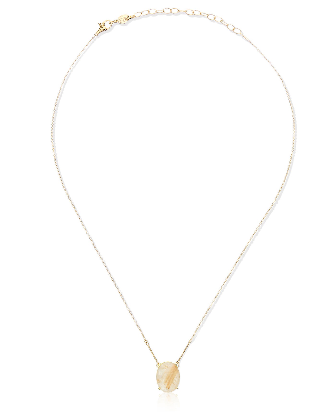 Collana "Ipanema Duna" con pendente in oro lucido, con doublette in quarzo rutilato e madreperla (grande)