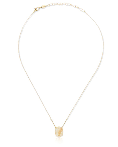 Collana "Ipanema Duna" con pendente in oro lucido, con doublette in quarzo rutilato e madreperla (grande)