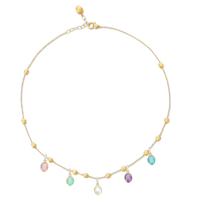 Collana girocollo "Soffio" con charms colorati in oro, diamanti e pietre naturali