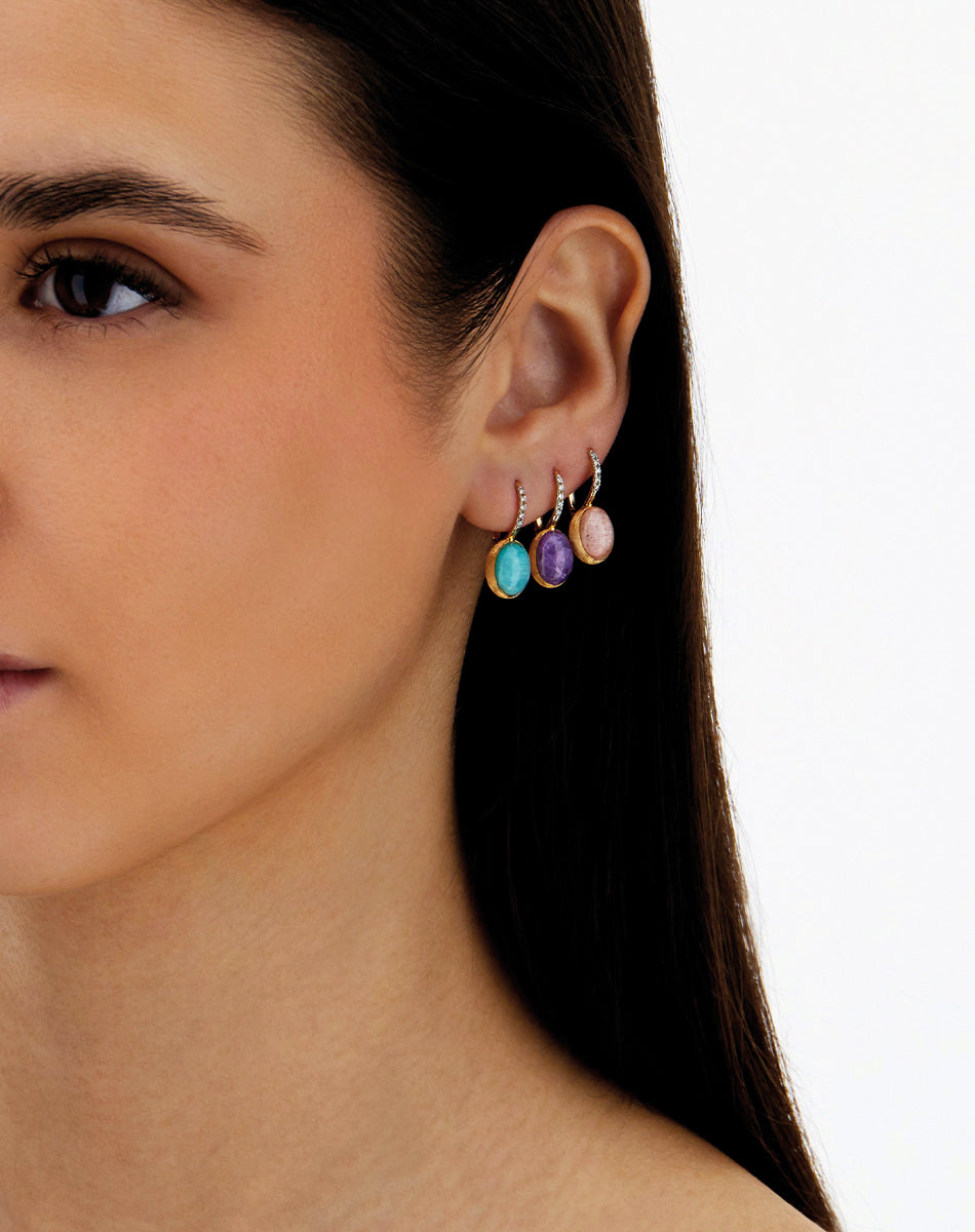 【★完売必至★】ETRO ☆ カメオシェル ピアス BOULES」CILIEGINEピアス VIOLETTA:彫入りゴールド