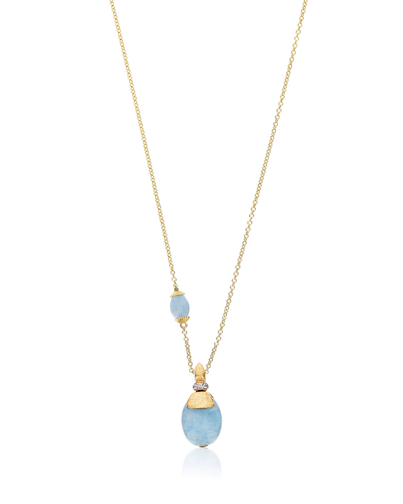 Collana "Azure" pendente con ciondolo in oro, diamanti e acquamarina (piccola)