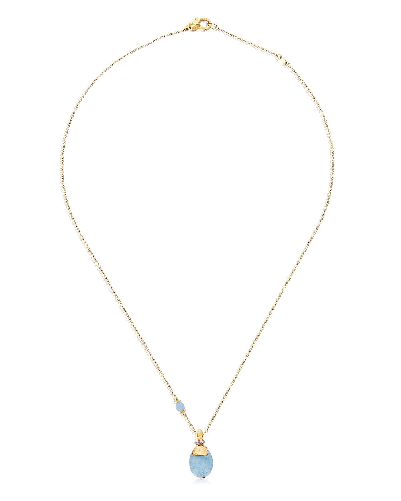 Collana "Azure" pendente con ciondolo in oro, diamanti e acquamarina (piccola)