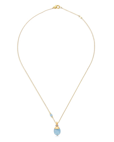 Collana "Azure" pendente con ciondolo in oro, diamanti e acquamarina (piccola)