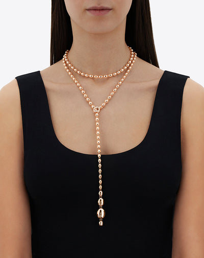 "ivy" rose gold boules and diamonds iconic convertible necklace (long)