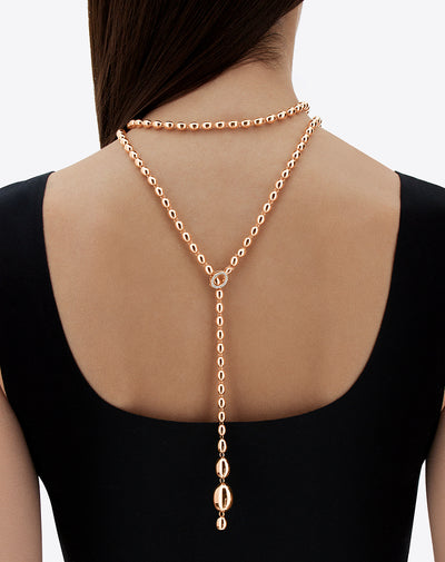 "ivy" rose gold boules and diamonds iconic convertible necklace (long)