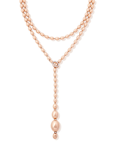 "ivy" rose gold boules and diamonds iconic convertible necklace (long)