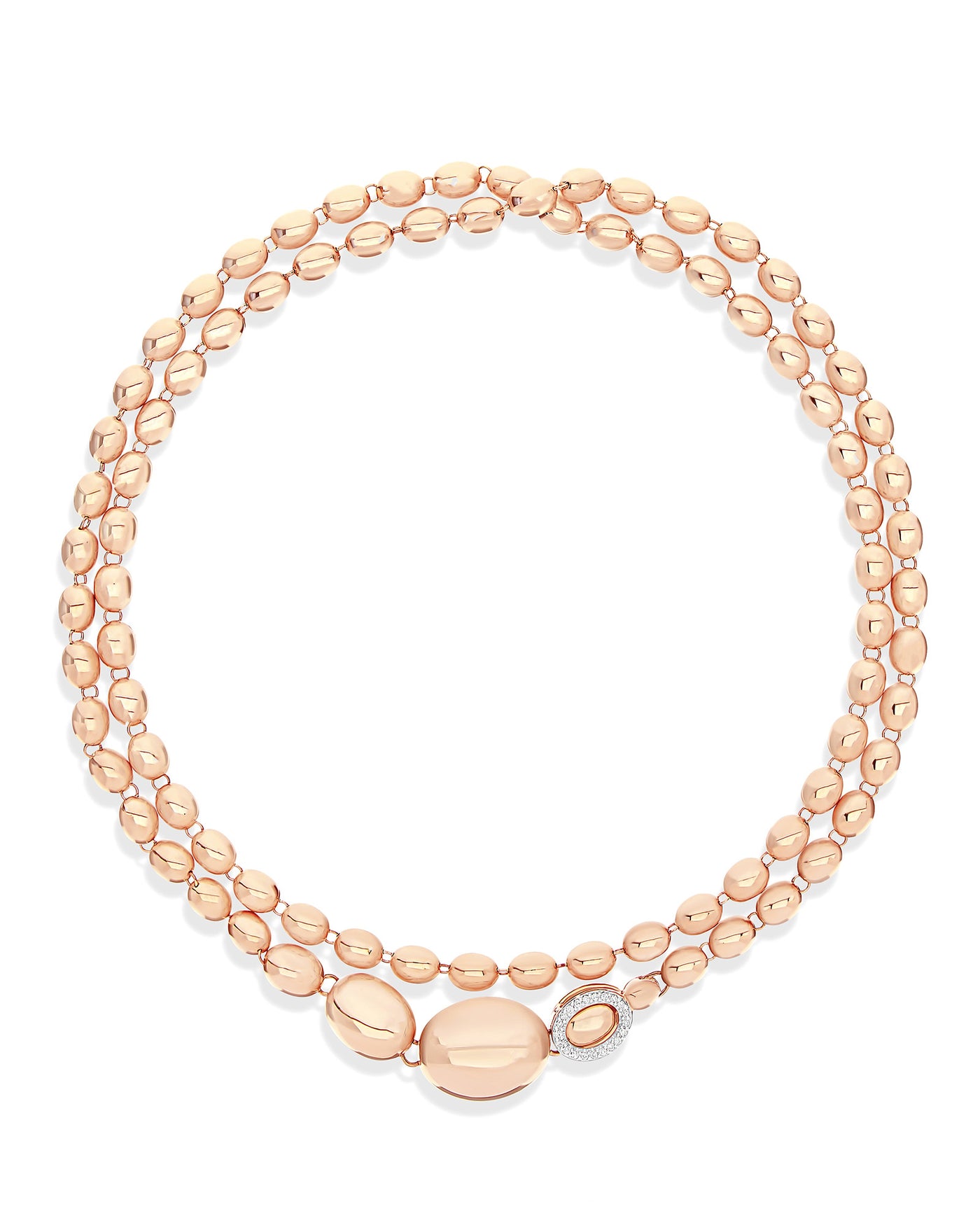 Ikonische wandelbare Halskette "IVY" mit Boules aus Roségold und Diamanten (kurz) 