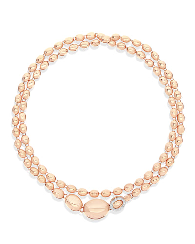 Collana iconica "IVY" convertibile con boules in oro rosa e diamanti