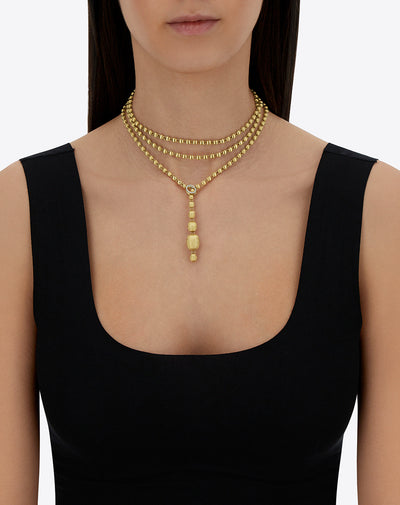 "ivy" slim hand-engraved gold boules and diamonds convertible statement necklace (large)