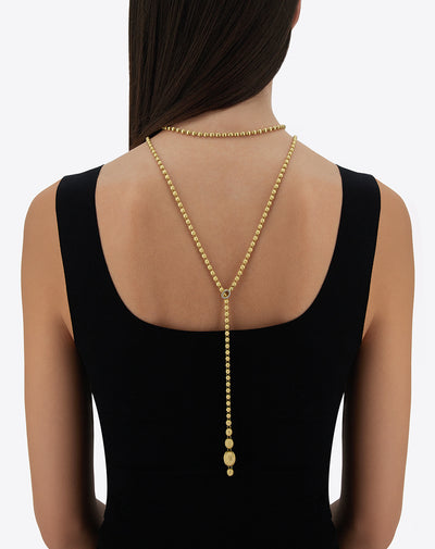 "ivy" slim hand-engraved gold boules and diamonds convertible statement necklace (large)
